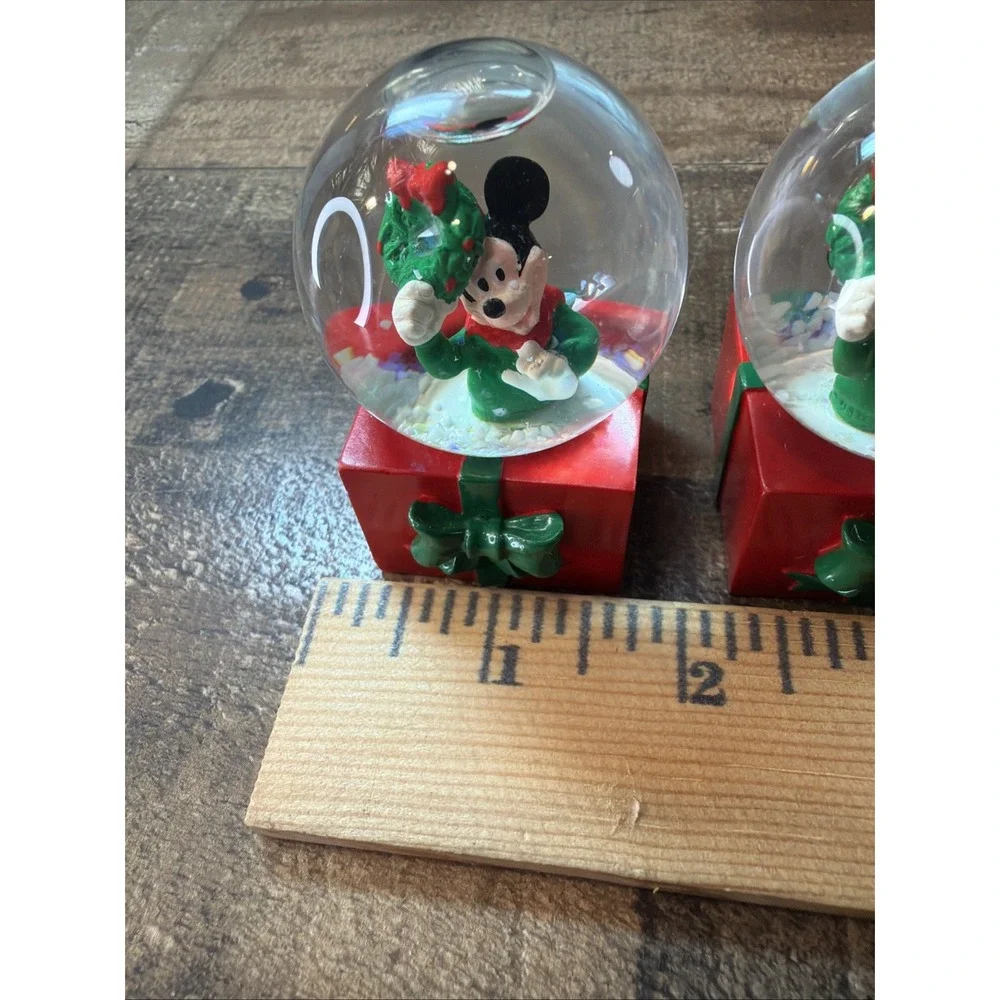 Disney JCPenney Mickey Mouse Christmas Holiday Mini Snow Globes Vintage Lot Of 3